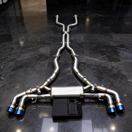 BMW G82 G83 M4 S58 Stainless Steel Valved Catback Exhaust System (Burnt Blue Tips)