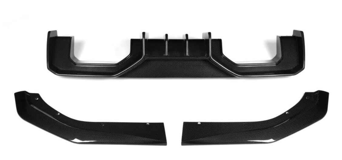 BMW G80 G81 G82 G83 M Performance Style Dry Carbon Fiber 3-Piece Rear Diffuser Kit (with Side Pod Splitters)